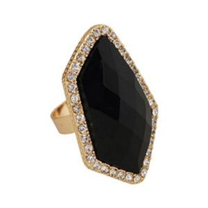 Black & Clear Stone Statement Ring